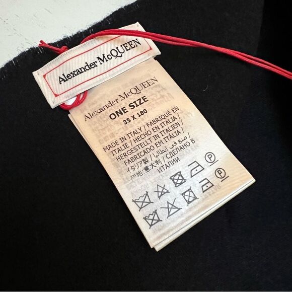 Alexander McQueen Fringe Wool & Cashmere Scarf Blue NWT MSRP $425 - Picture 6 of 6